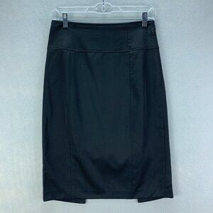 Lauren Ralph Lauren Skirt Womens 6 Black Pencil‎ Double Back Slit Knee Length